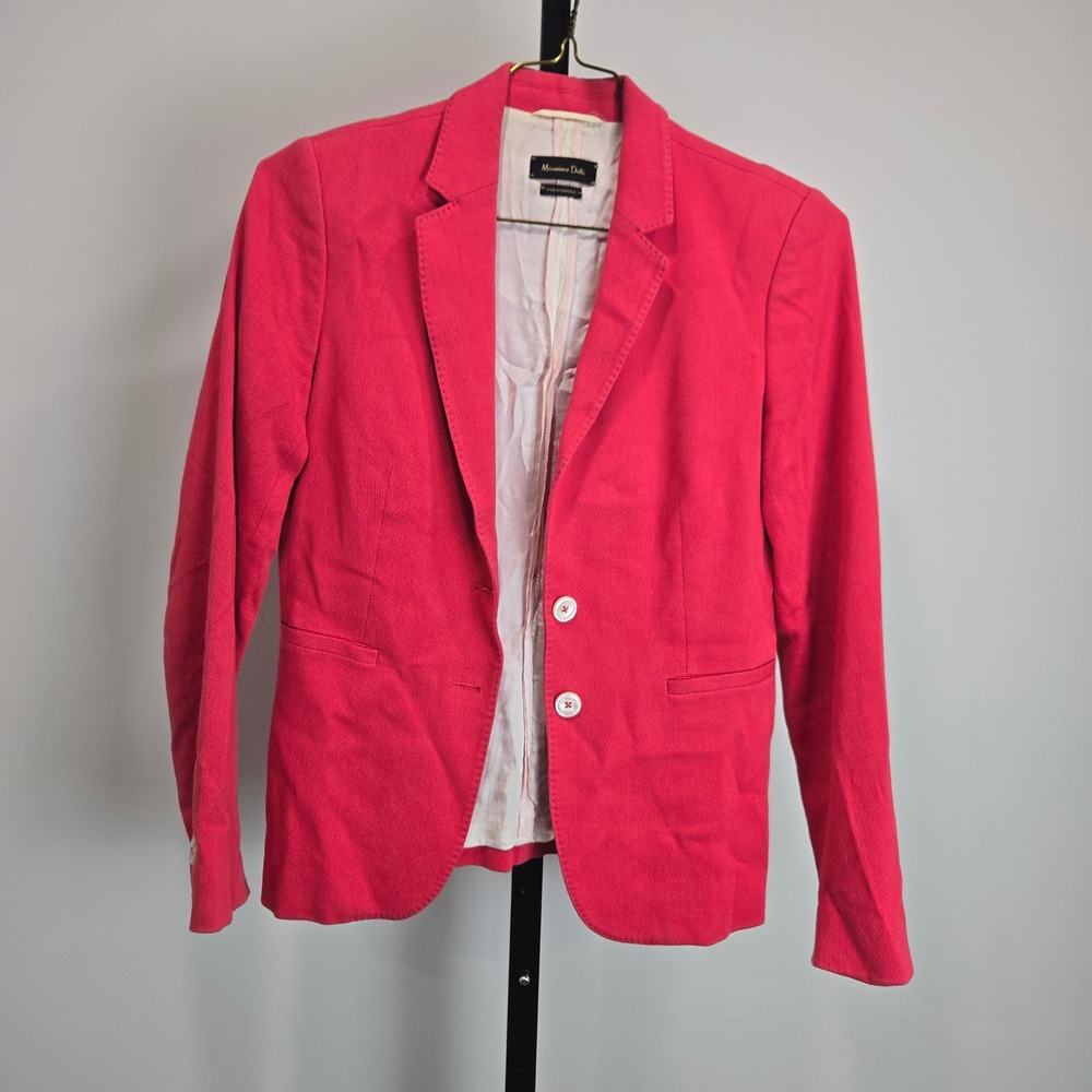 Massimo Dutti Womens Pink Textured Two Button Blazer Jacket 6 Career Classic